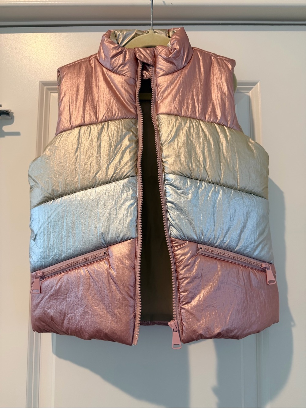 Tucker + Tate Pink and Silver Colorblock Puffer Vest